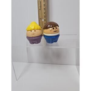 Little Tikes Toddle Tots Vintage Brunette Boy & Blond Girl Blue Tot Figures